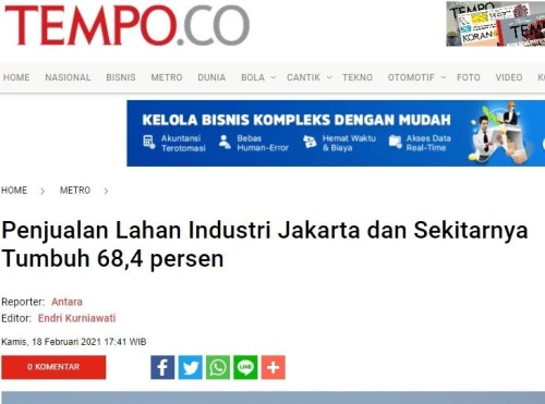 Penjualan Lahan Industri Jakarta dan Sekitarnya Tumbuh 68,4 persen | KF Map – Digital Map for Property and Infrastructure in Indonesia